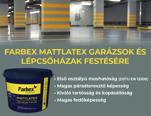 Farbex Mattlatex falfesték garázsok és lépcsőházak festésére